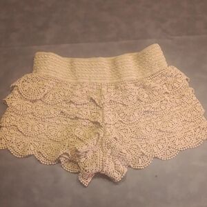 Rewind Beige/Tan Crochet Shorts